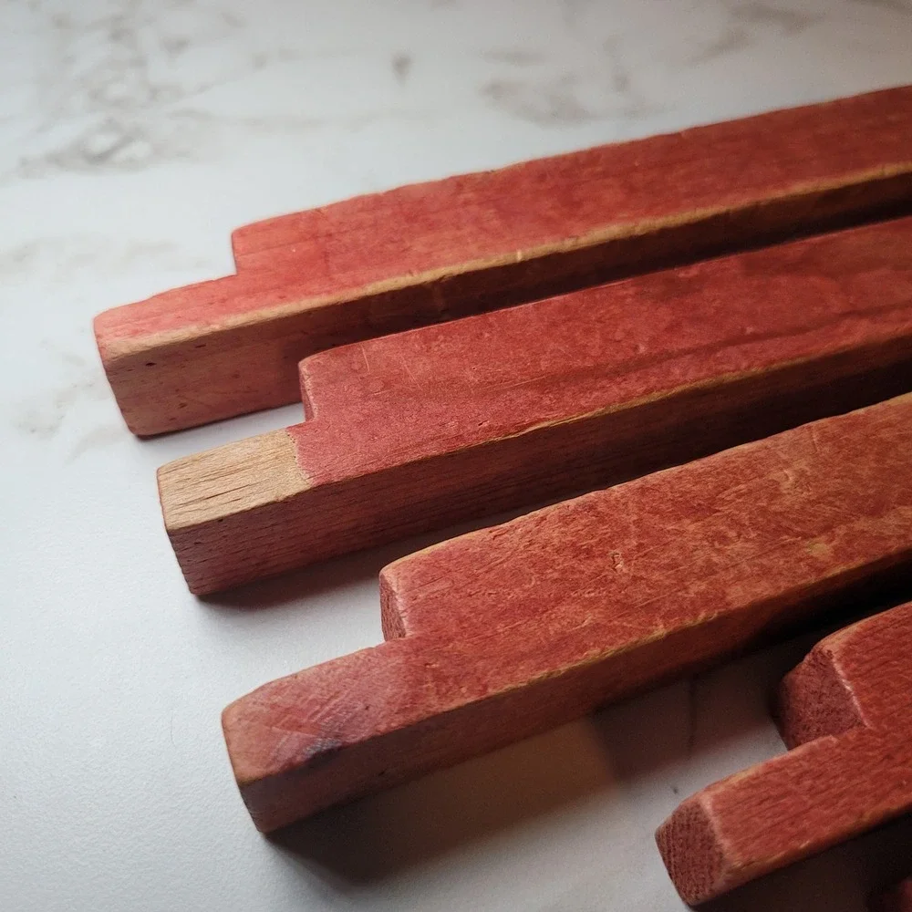 Vintage Lincoln Logs Wooden Blocks Notch‎ Square Replacement Building Toy 6 Pcs